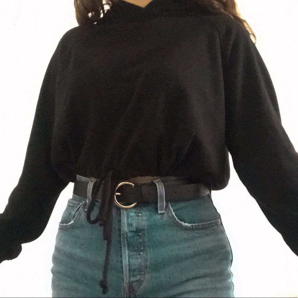 H&M DIVIDED Cropped Black Drawstring Hoodie